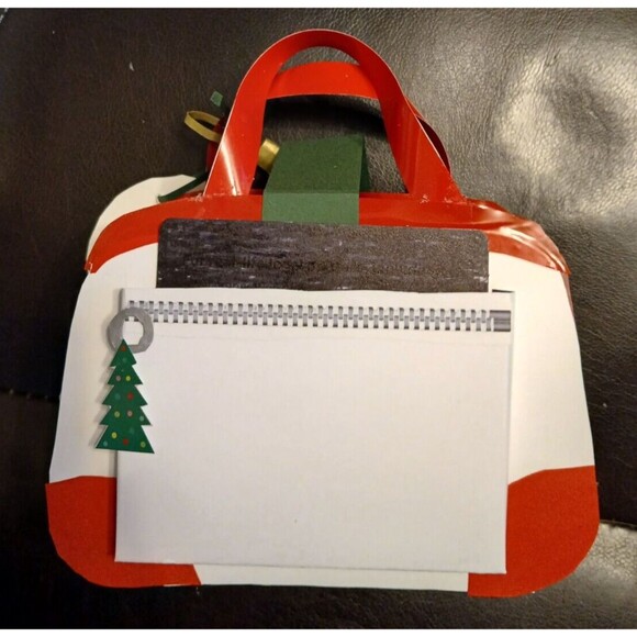 Handmade Paper Purse Gift Bag Gift Card Holder Christmas Poinsettias Magnet - Picture 7 of 9